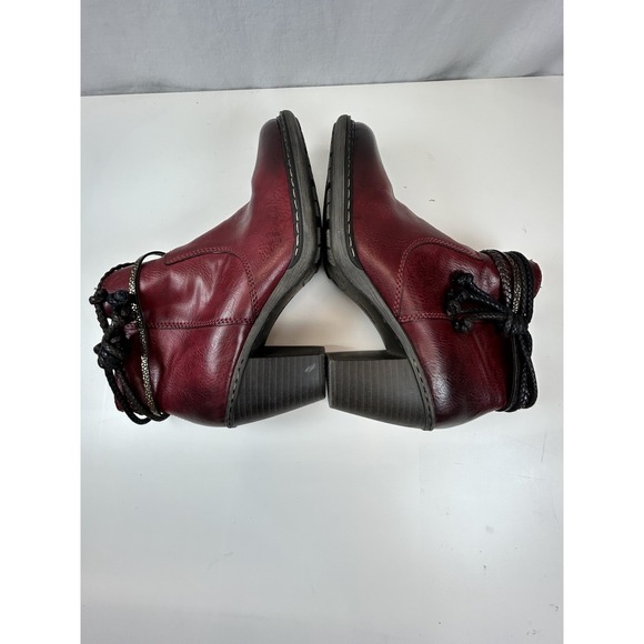 Rieker Ladies Block Heel Ankle Bootie Boot Burgundy Red Trim EU 40 US 9.5 - Picture 6 of 8